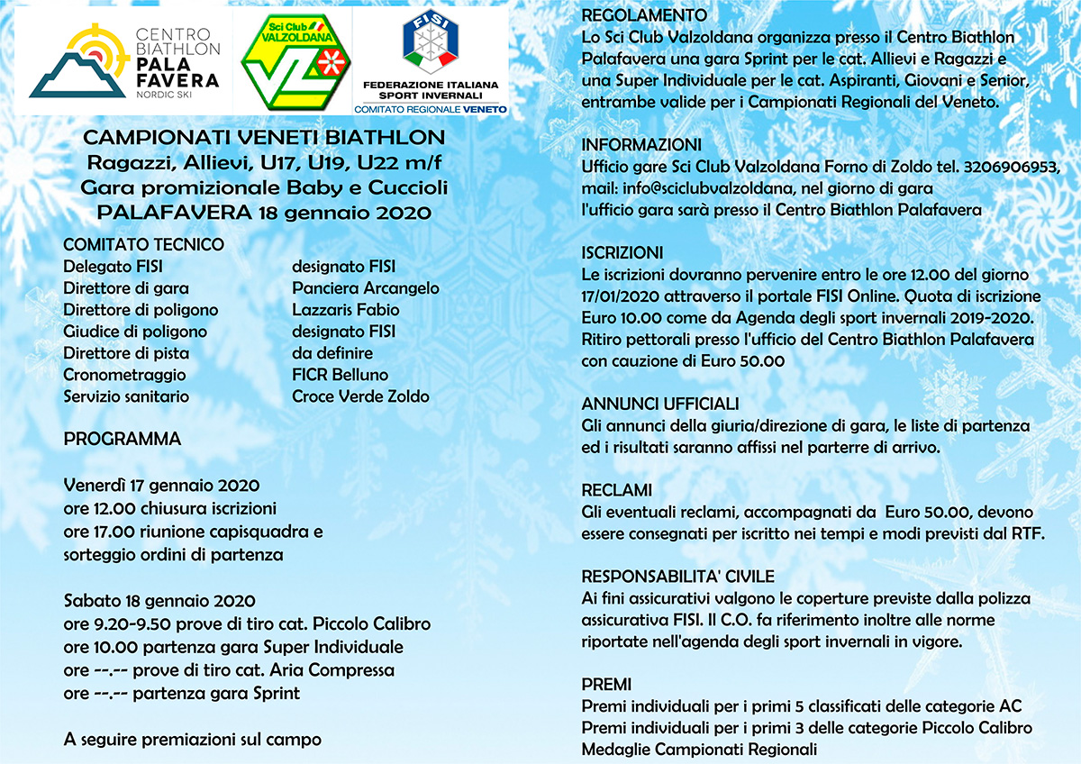 regolamento biathlon zoldo 2020