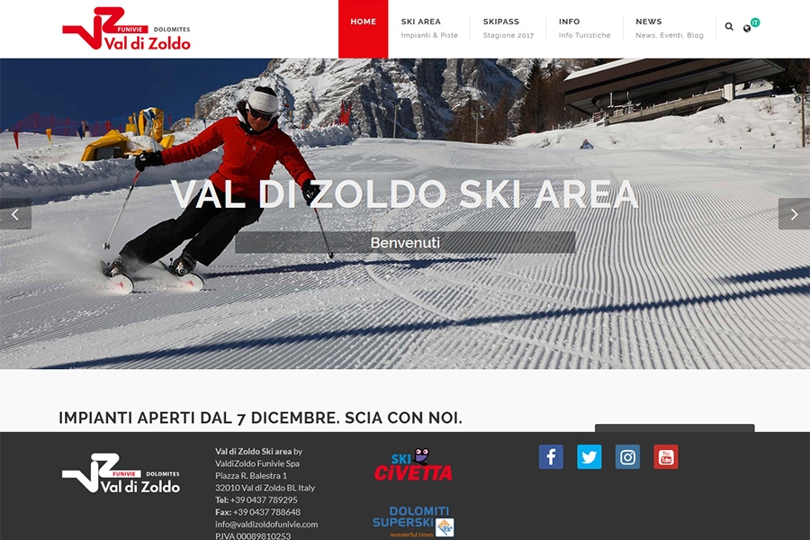 Il nuovo sito di Valdizoldo Funivie
